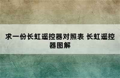 求一份长虹遥控器对照表 长虹遥控器图解